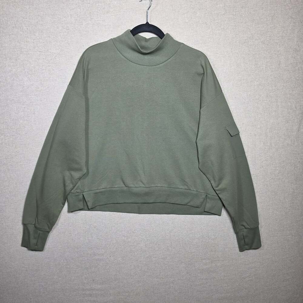 All in Motion Womens Mock Neck Pullover Cropped Sweatshirt Green Size XXL NWT